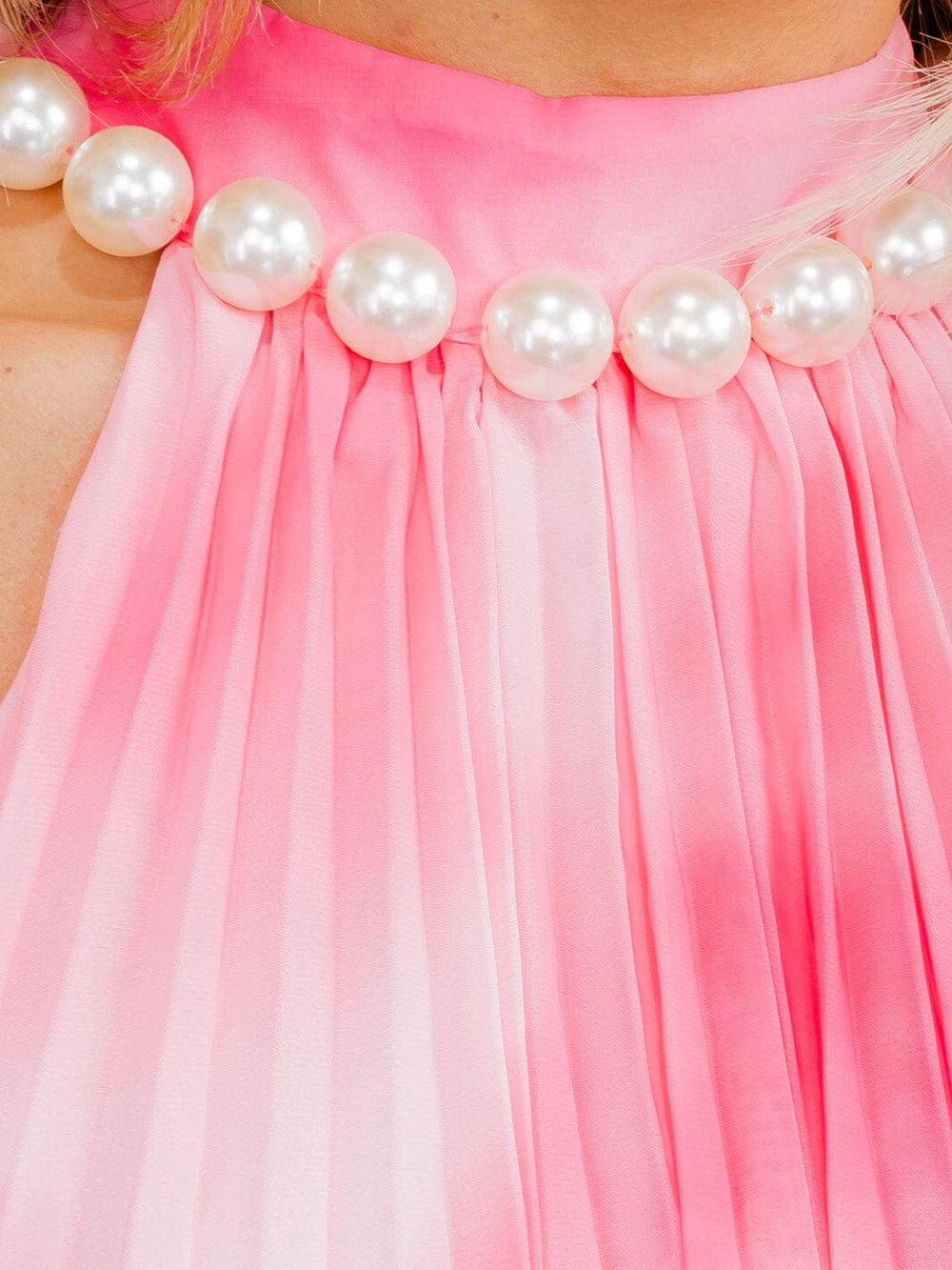 WOMEN'S SLEEVELESS PEARL HALTER NECK TIE DYE MAXI DRESS