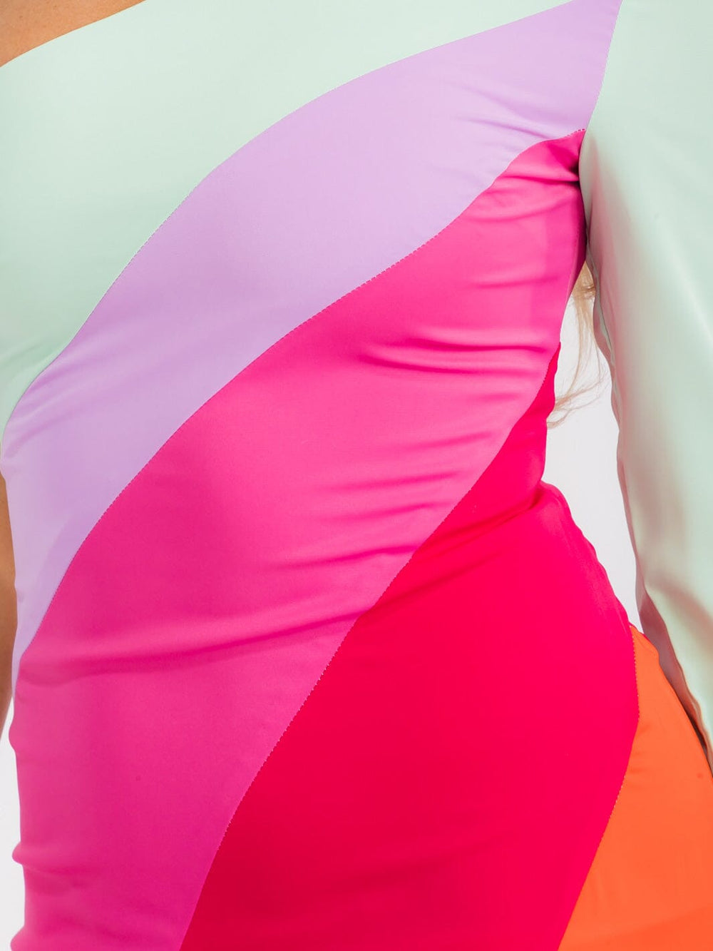 WOMEN'S ONE SHOULDER COLORBLOCK MAXI DRESS