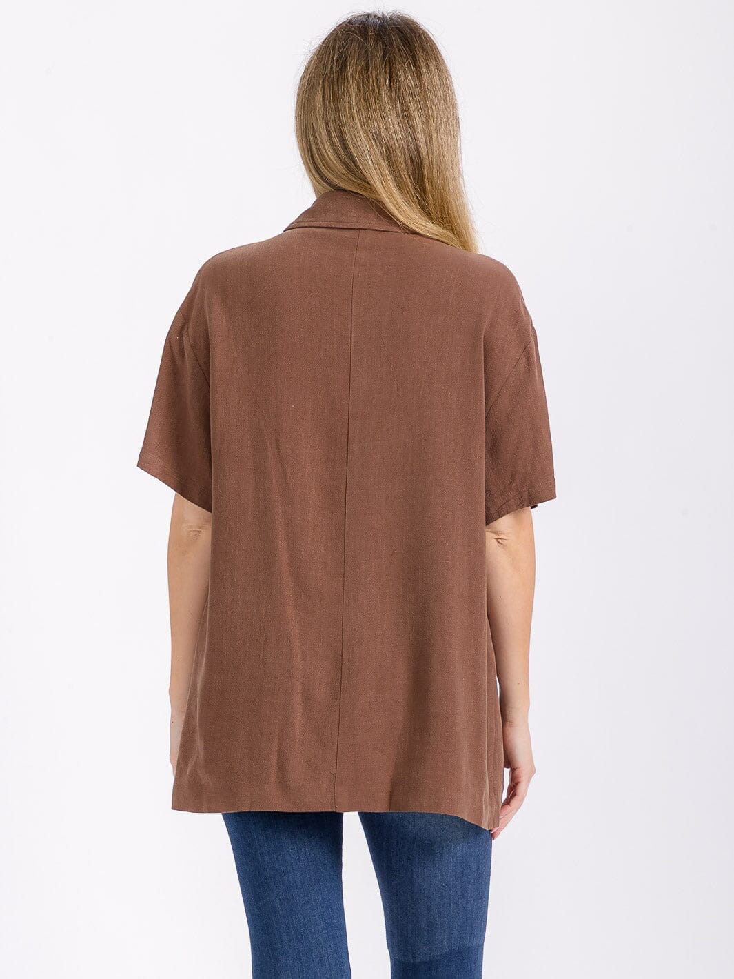 WOMEN'S SHORT SLEEVE BUTTON CLOSURE OVERSIZED CARDIGAN