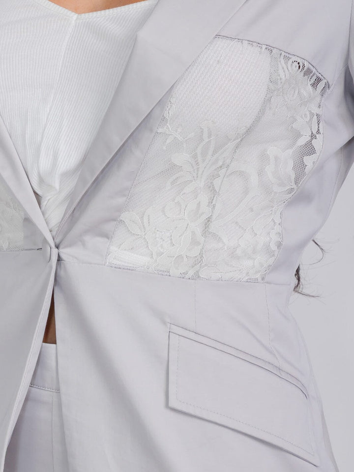 WOMEN'S LONG SLEEVE BLAZER & WIDE LEG PANTS LACE 2PC. SET