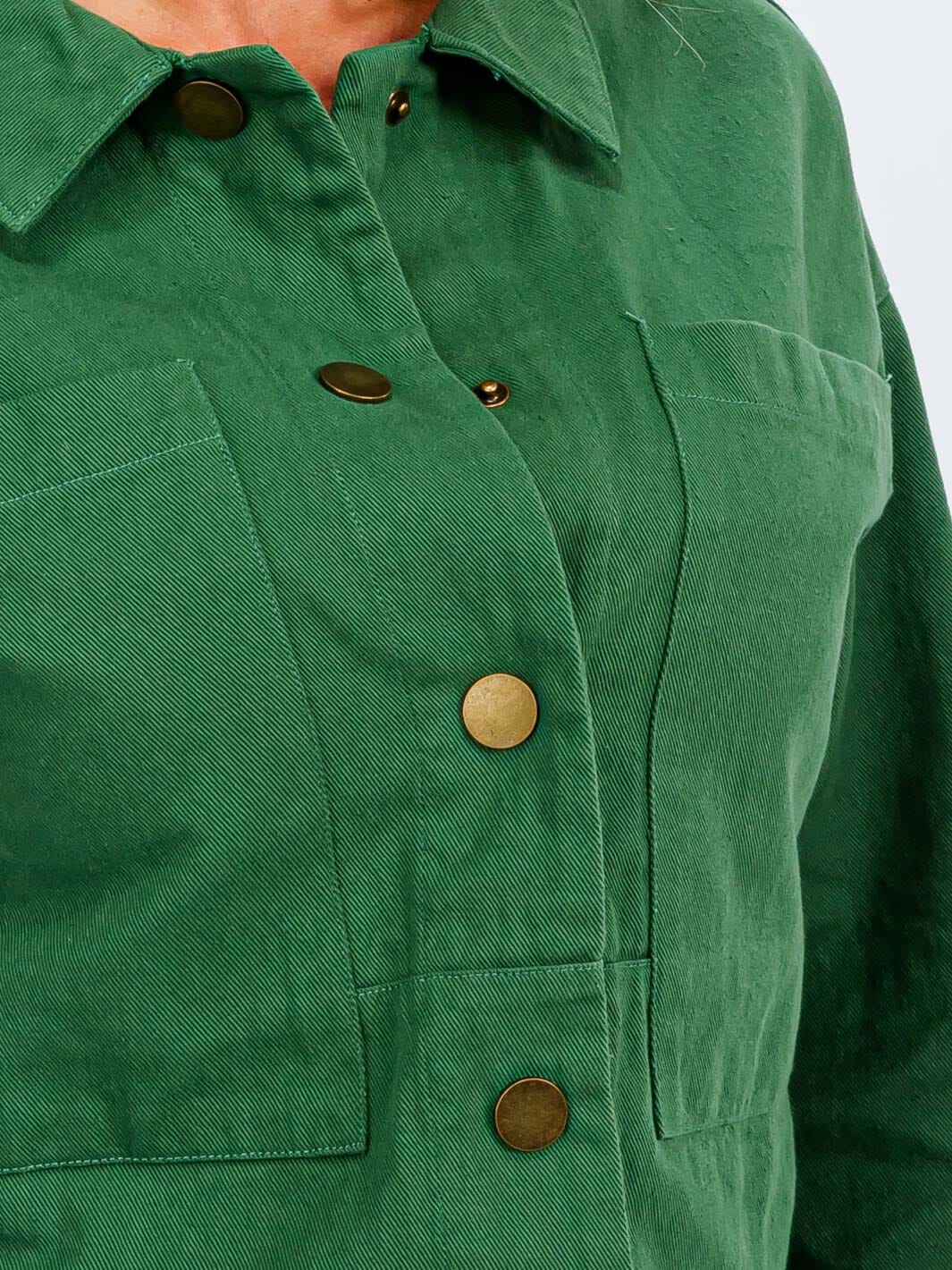 WOMEN'S LONG SLEEVE BUTTON UP FRONT POCKETS DENIM JACKET