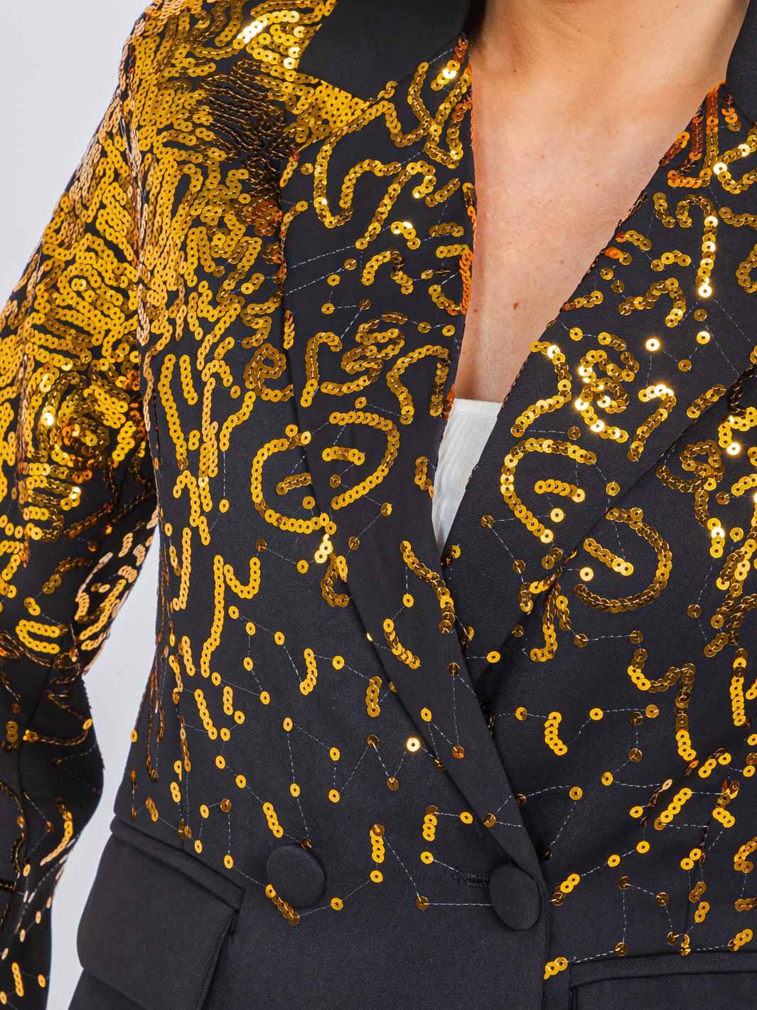 WOMEN'S LONG SLEEVE BLAZER & WIDE LEG PANTS SEQUINS 2PC. SET