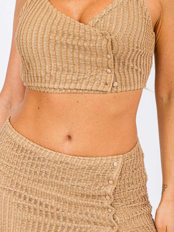 WOMEN'S SLEEVELESS CROP TOP & ZIP UP SIDE SLIT MAXI SKIRT KNIT 2 PC. SET