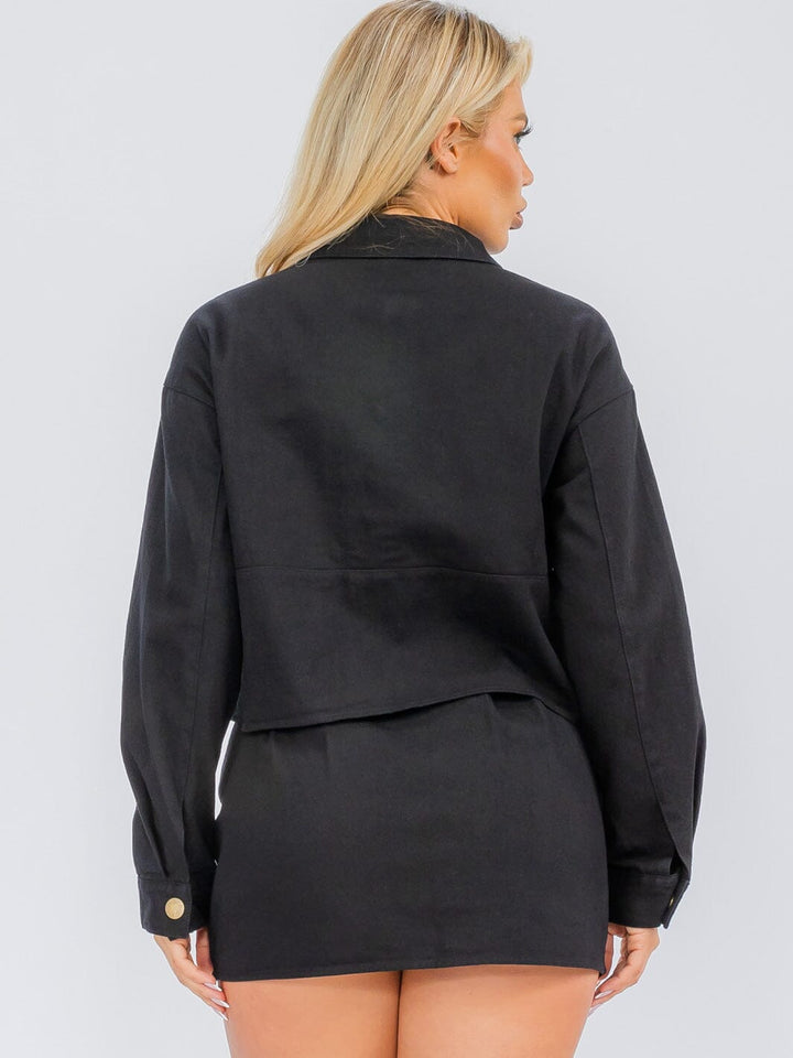 WOMEN'S LONG SLEEVE BUTTON UP FRONT POCKETS DENIM JACKET