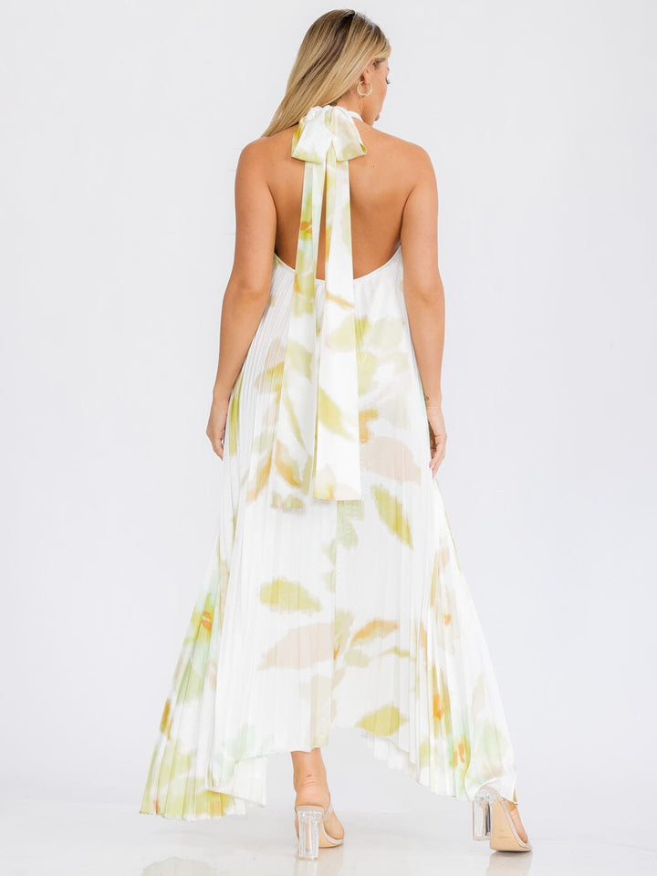 WOMEN'S SLEEVELESS KEY HOLE OPEN BACK TIE DYE MAXI DRESS