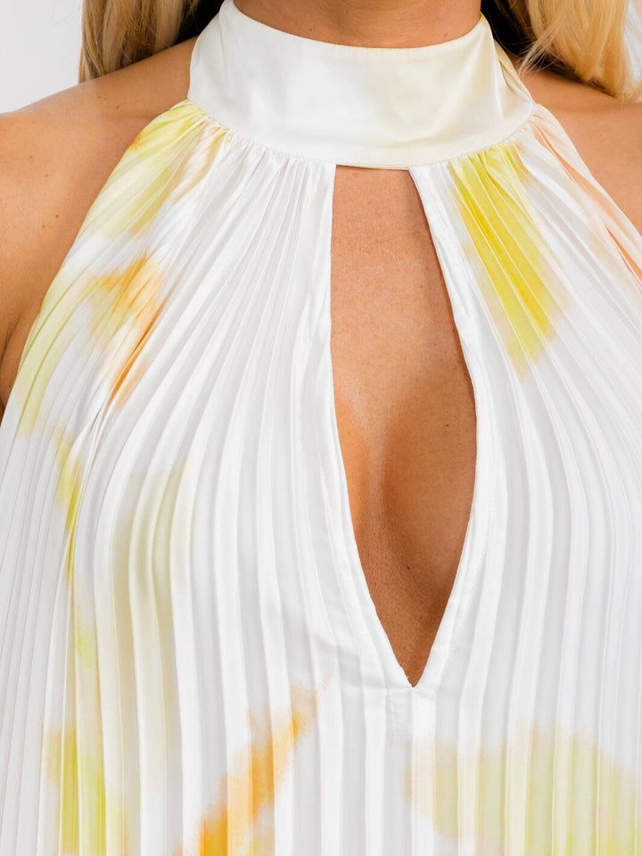 WOMEN'S SLEEVELESS KEY HOLE OPEN BACK TIE DYE MAXI DRESS