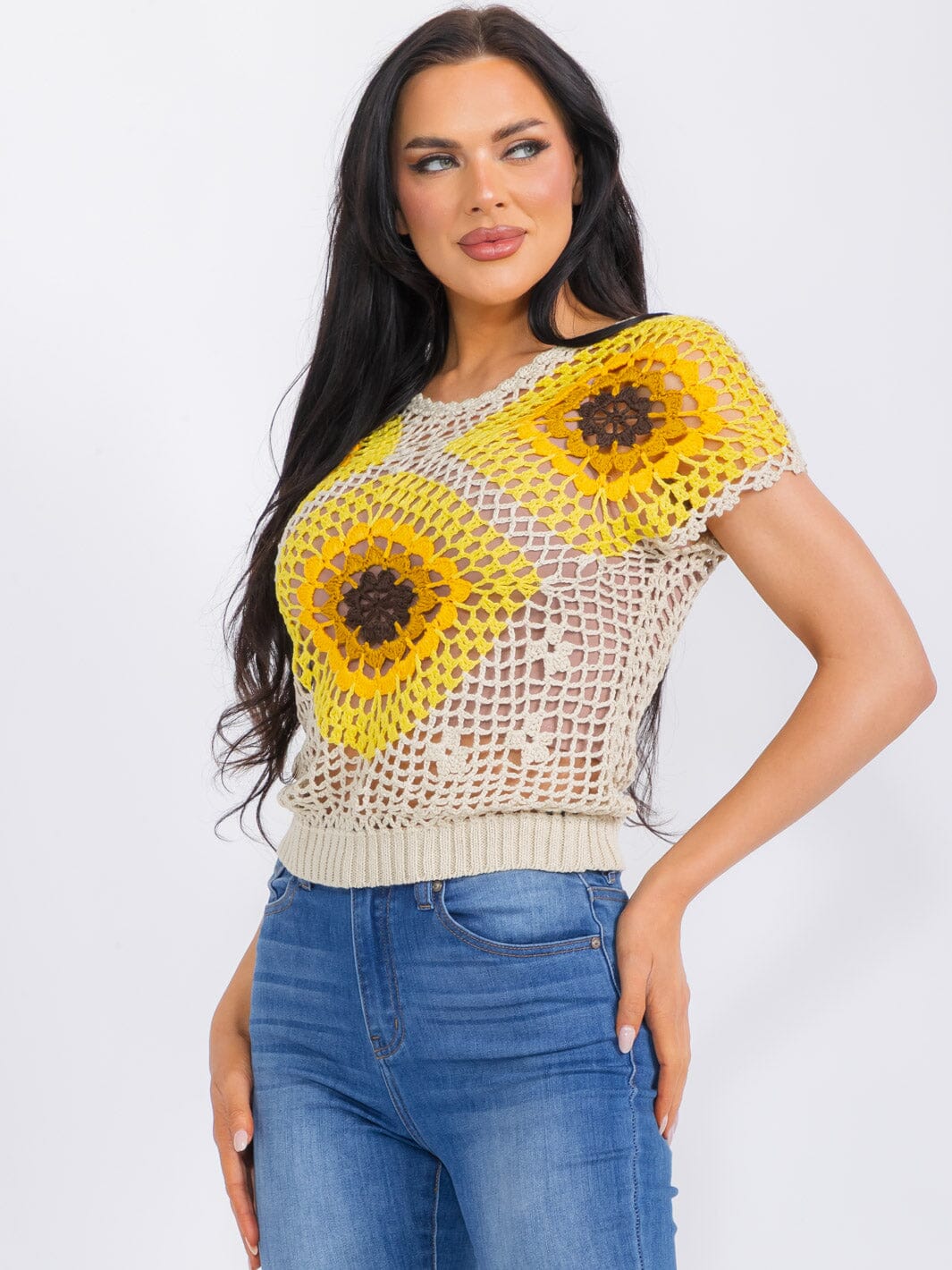 WOMEN'S SHORT SLEEVE COLORBLOCK ELASTIC WAIST TOP