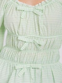 WOMEN'S LONG SLEEVE ELASTIC WAIST PLAID BLOUSE