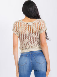 WOMEN'S SHORT SLEEVE COLORBLOCK ELASTIC WAIST TOP