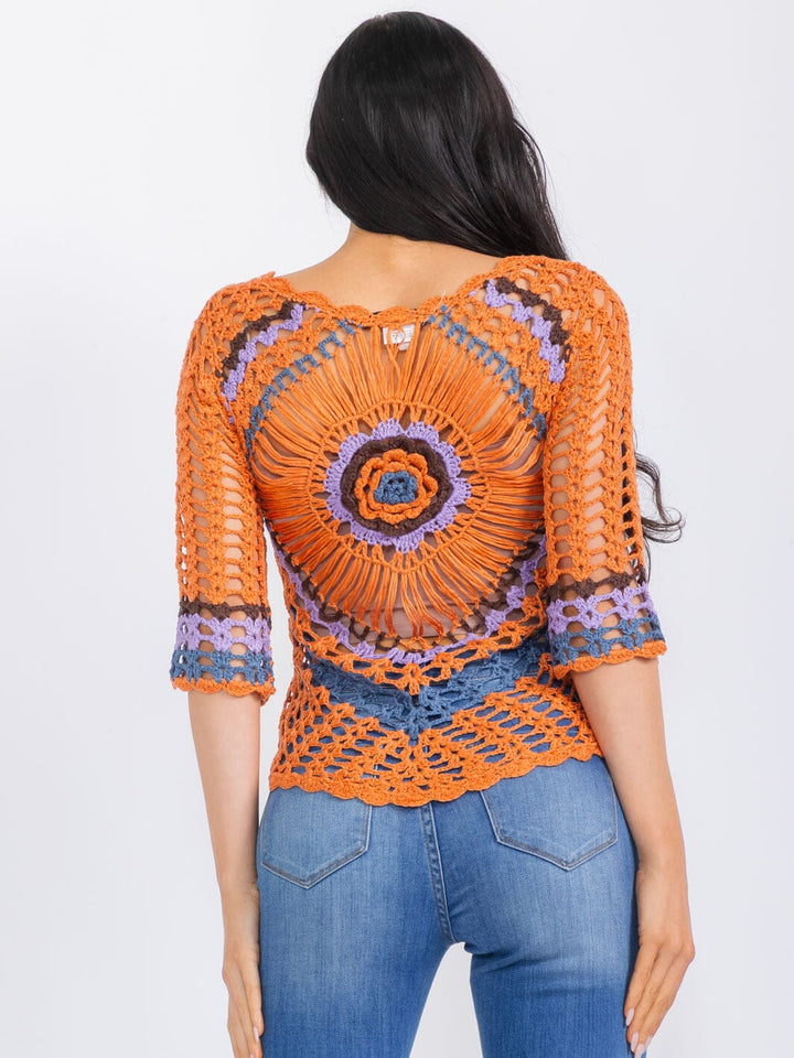 WOMEN'S SHORT SLEEVE COLORBLOCK KNIT TOP