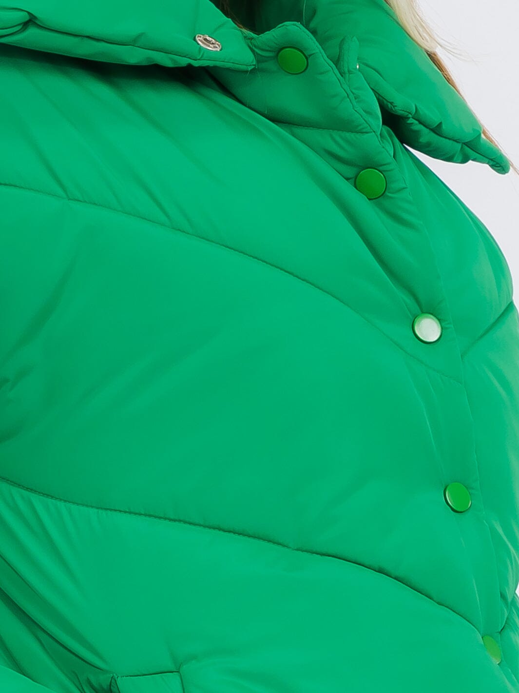 WOMEN'S LONG SLEEVE BUTTON UP FRONT POCKETS PUFFER JACKET