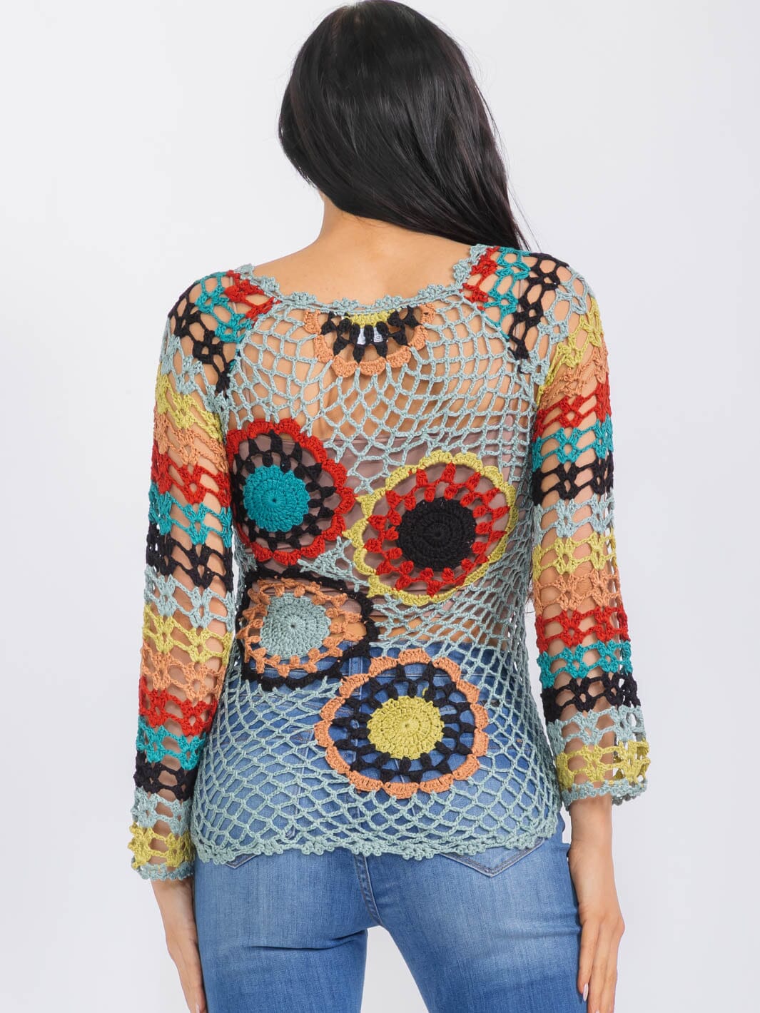 WOMEN'S LONG BELL SLEEVE COLORBLOCK KNIT TOP