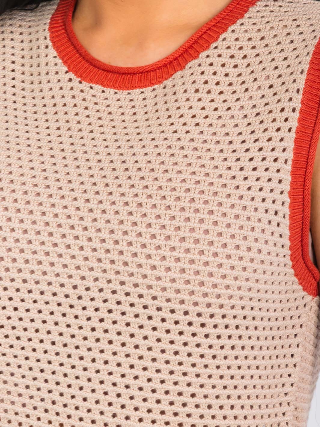 WOMEN'S SLEEVELESS COLORBLOCK KNIT TANK TOP