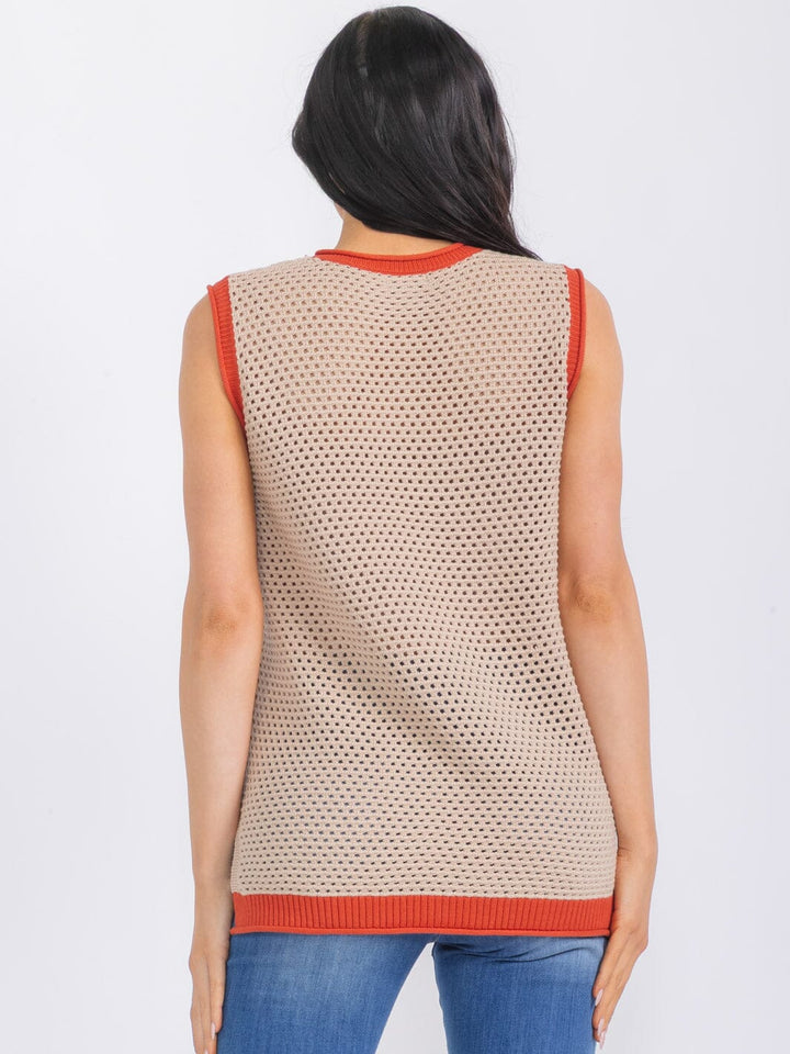 WOMEN'S SLEEVELESS COLORBLOCK KNIT TANK TOP