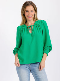 WOMEN'S LONG SLEEVE V-NECK SOLID BLOUSE