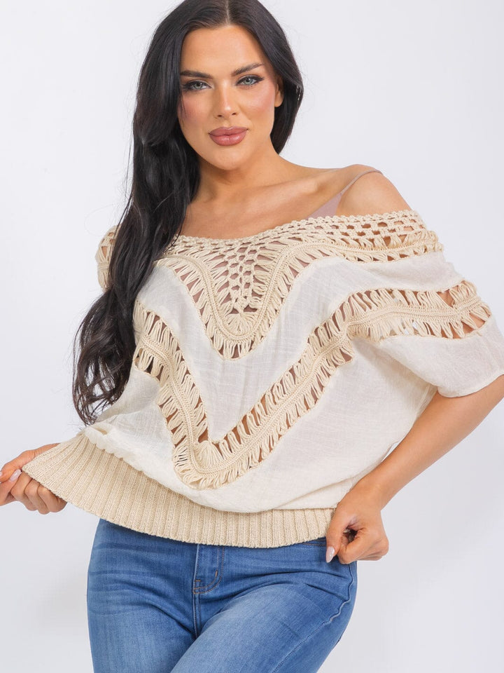WOMEN'S SHORT SLEEVE V-NECK ELASTIC WAIST TOP