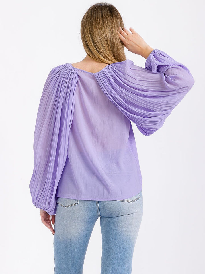 WOMEN'S LONG SLEEVE V-NECK SOLID BLOUSE