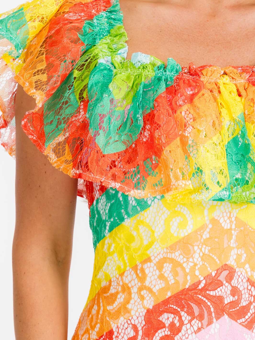 WOMEN'S RUFFLE SLEEVE MULTI COLOR BODYCON MIDI DRESS