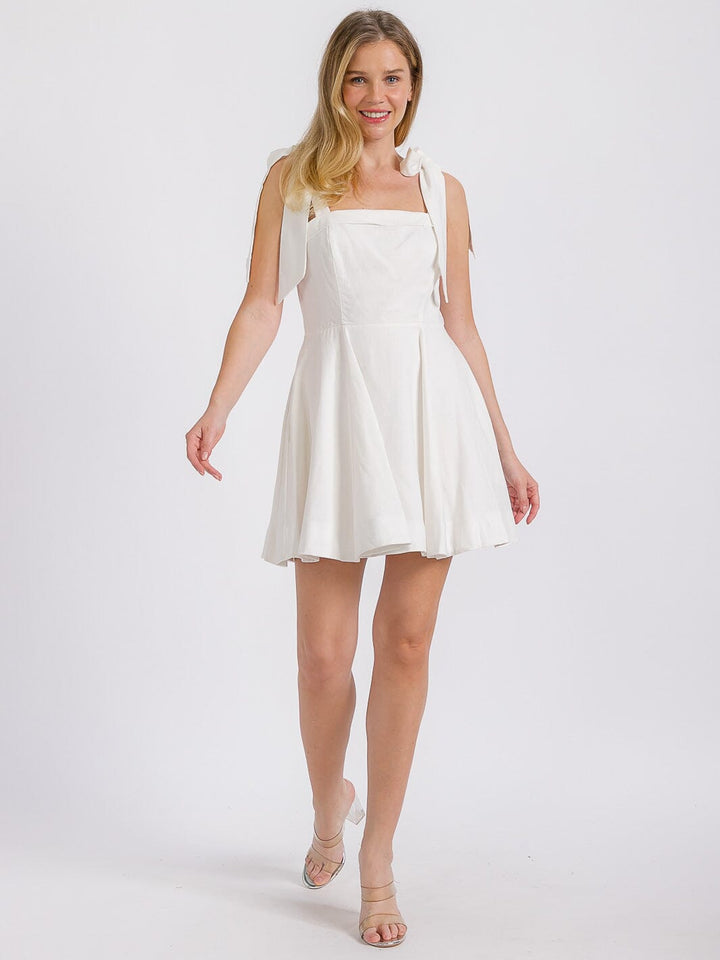 WOMEN'S SLEEVELESS SQUARE NECK FRONT POCKETS MINI DRESS