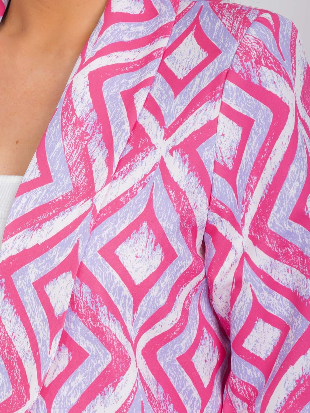 WOMEN'S LONG SLEEVE OPEN FRONT PRINTED BLAZER