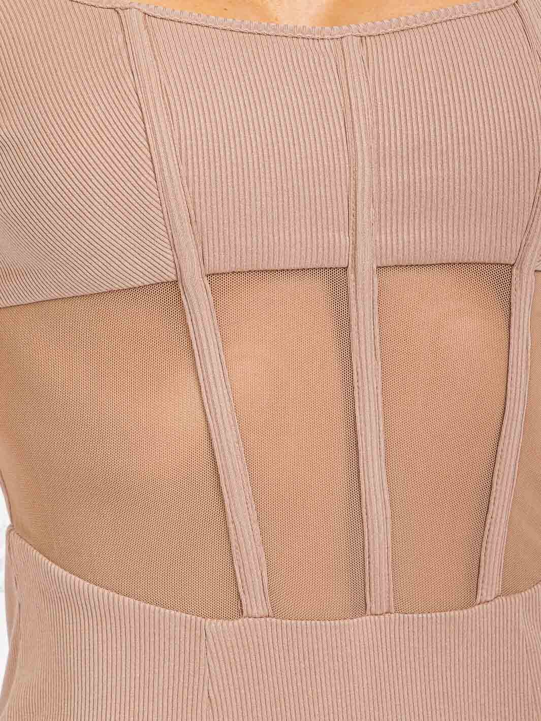 WOMEN'S LONG SLEEVE MESH BODYCON MINI DRESS