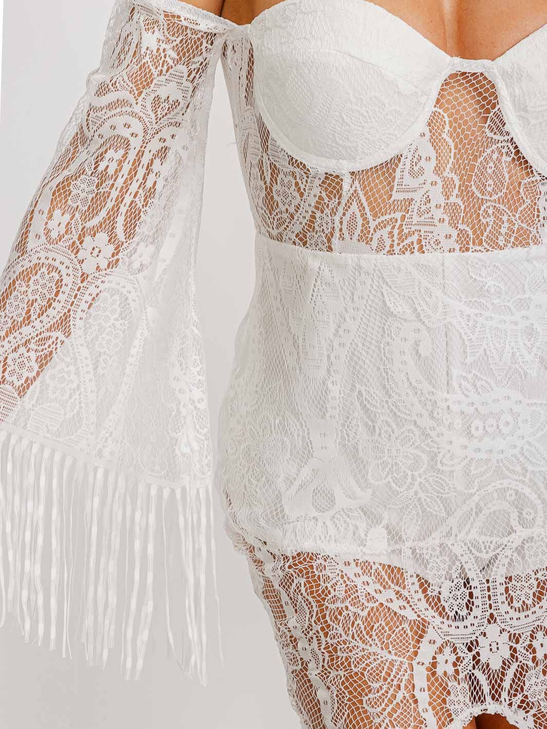 WOMEN'S LONG SLEEVE OFF SHOULDER LACE JUMPSUIT