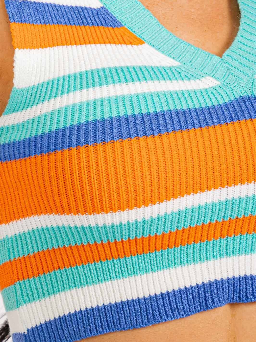 WOMEN'S SLEEVELESS CROP TOP & ELASTIC WAIST MINI SKIRT COLORBLOCK 2PC. SET