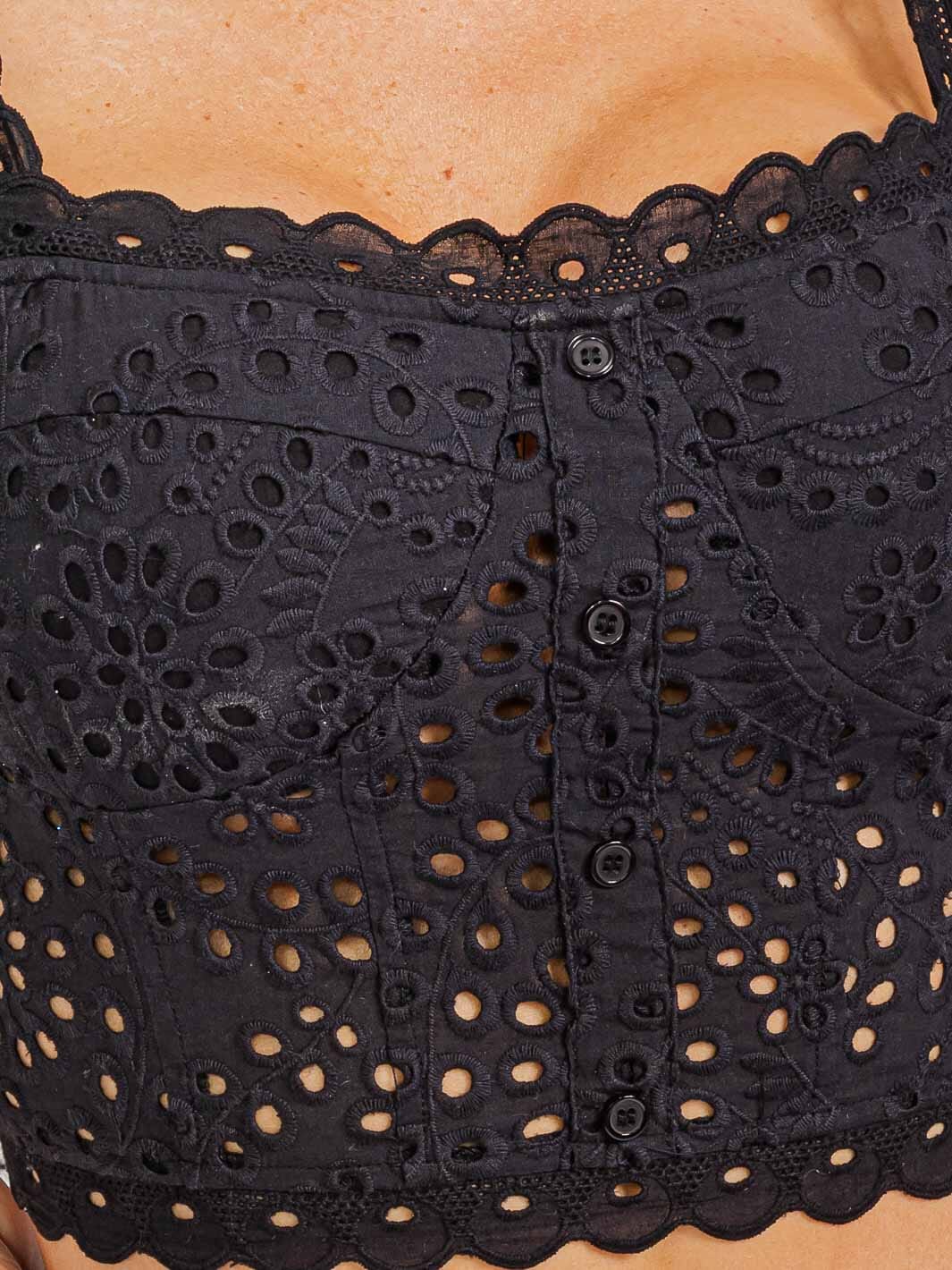 WOMEN'S SLEEVELES CROP TOP & MAXI SKIRT EYELET 2PC. SET