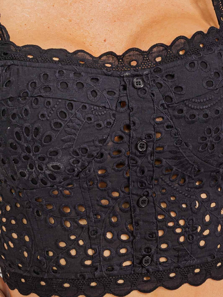 WOMEN'S SLEEVELES CROP TOP & MAXI SKIRT EYELET 2PC. SET