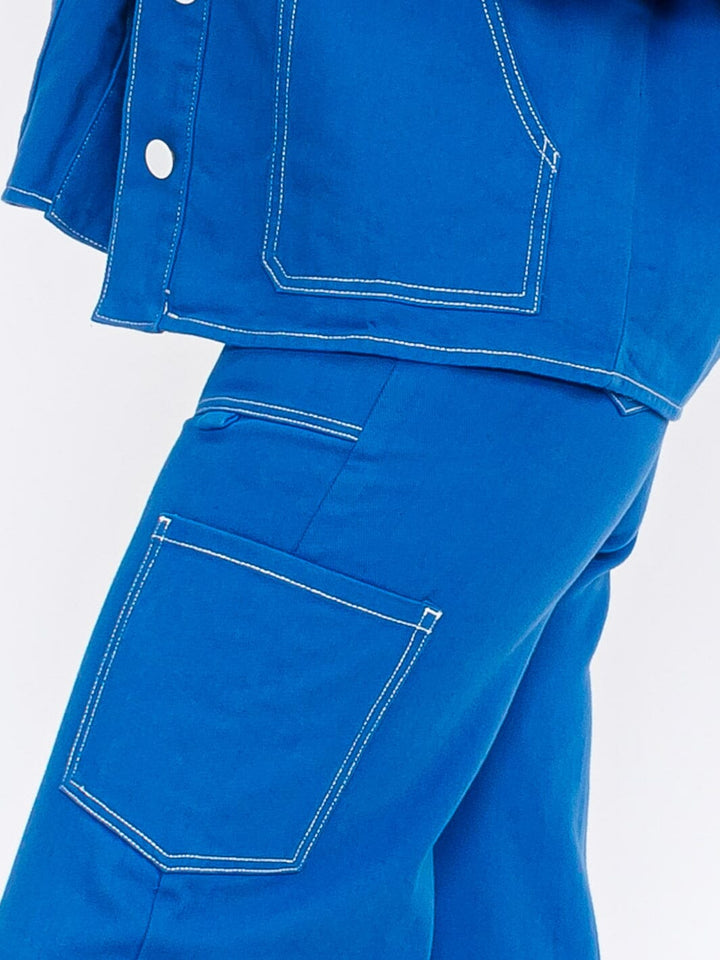 WOMEN'S LONG SLEEVE BUTTON CLOSURE POCKETS DENIM JACKET