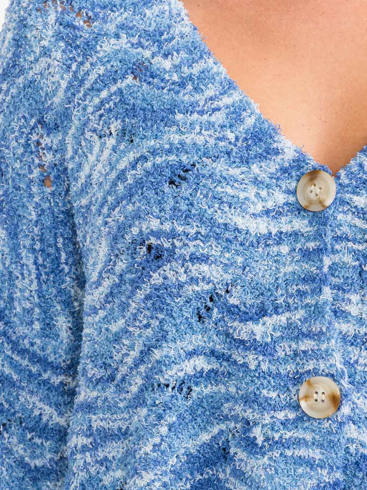 WOMEN'S LONG SLEEVE BUTTON CLOSURE COLORBLOCK SWEATER