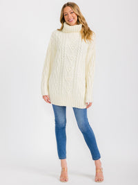 WOMEN'S LONG SLEEVE TURTLE NECK KNIT PULLOVER SWEATER