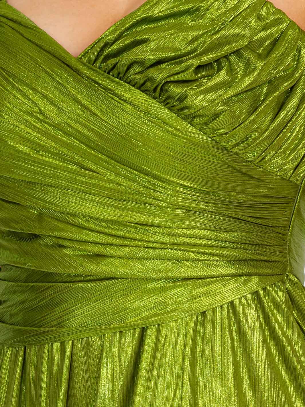 PLUS SIZE SLEEVELESS SURPLICE FRONT SLIT SHIMMER MAXI DRESS