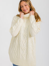 WOMEN'S LONG SLEEVE TURTLE NECK KNIT PULLOVER SWEATER