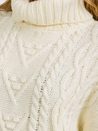 WOMEN'S LONG SLEEVE TURTLE NECK KNIT PULLOVER SWEATER