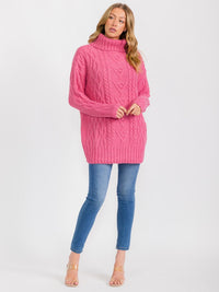 WOMEN'S LONG SLEEVE TURTLE NECK KNIT PULLOVER SWEATER