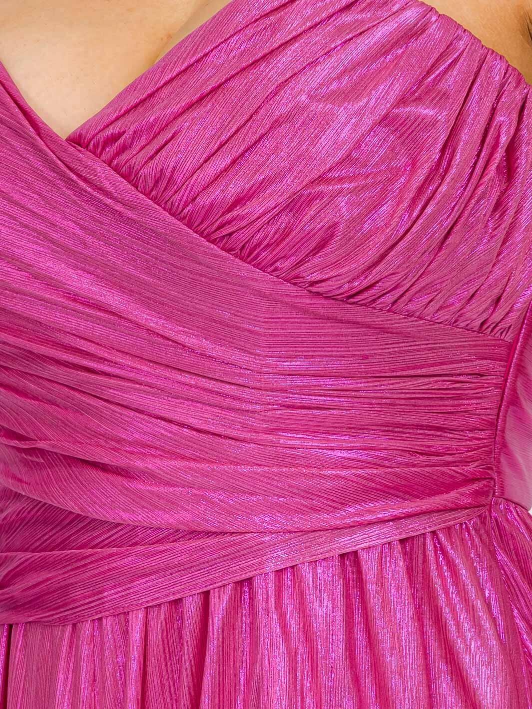 PLUS SIZE SLEEVELESS SURPLICE FRONT SLIT SHIMMER MAXI DRESS