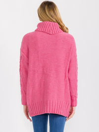 WOMEN'S LONG SLEEVE TURTLE NECK KNIT PULLOVER SWEATER