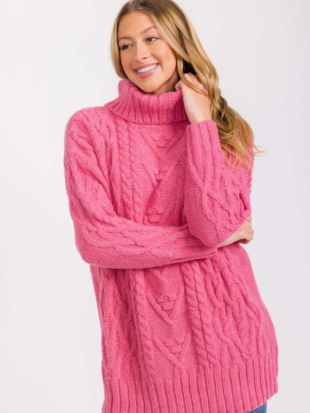 WOMEN'S LONG SLEEVE TURTLE NECK KNIT PULLOVER SWEATER