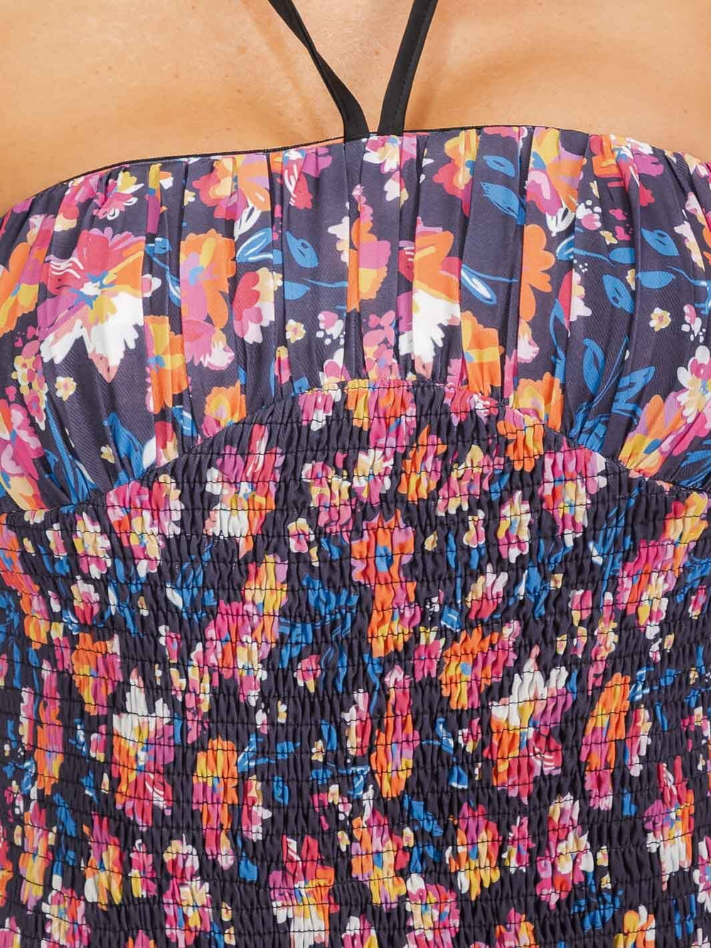 WOMEN'S SLEEVELESS SMOCK BODYCON FLORAL MINI DRESS