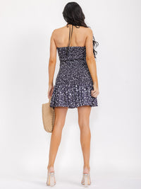 WOMEN'S SLEEVELESS SMOCK BODYCON PRINTED MINI DRESS