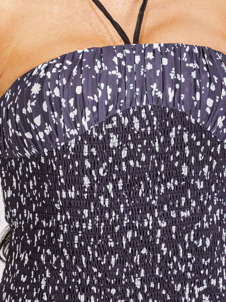 WOMEN'S SLEEVELESS SMOCK BODYCON PRINTED MINI DRESS