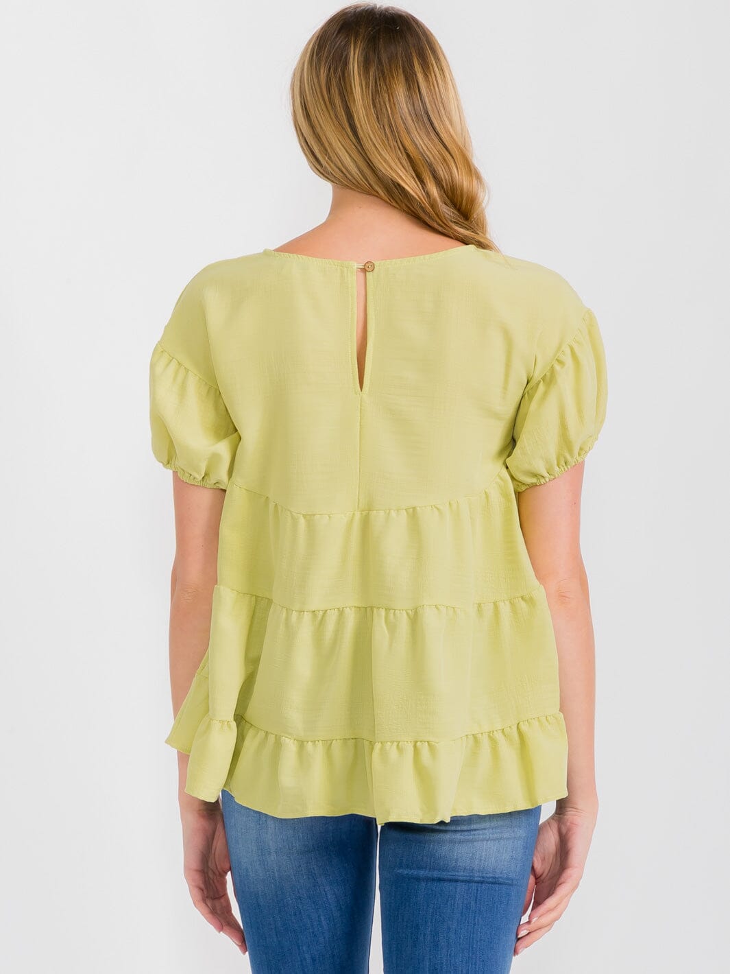WOMEN'S SHORT SLEEVES TIERED HIGH-LOW LOOSE FIT TUNIC BLOUSE