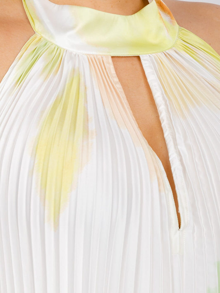 PLUS SIZE SLEEVELESS KEY HOLE OPEN BACK TIE DYE MAXI DRESS