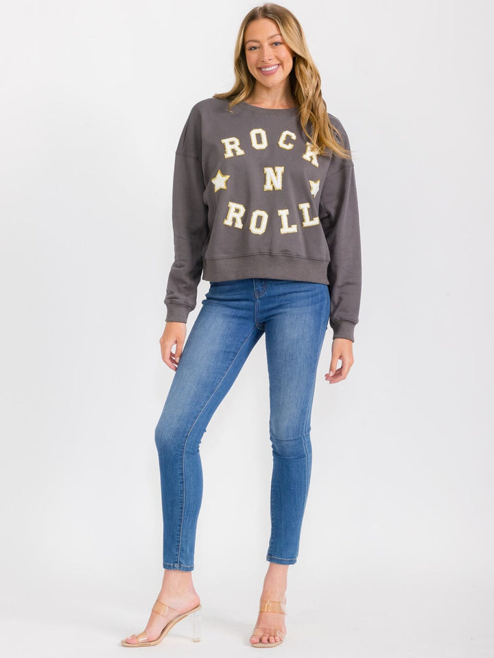 WOMEN'S LONG SLEEVE GRAPGIC PULLOVER SWEATER