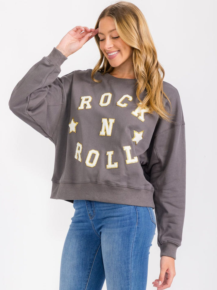 WOMEN'S LONG SLEEVE GRAPGIC PULLOVER SWEATER