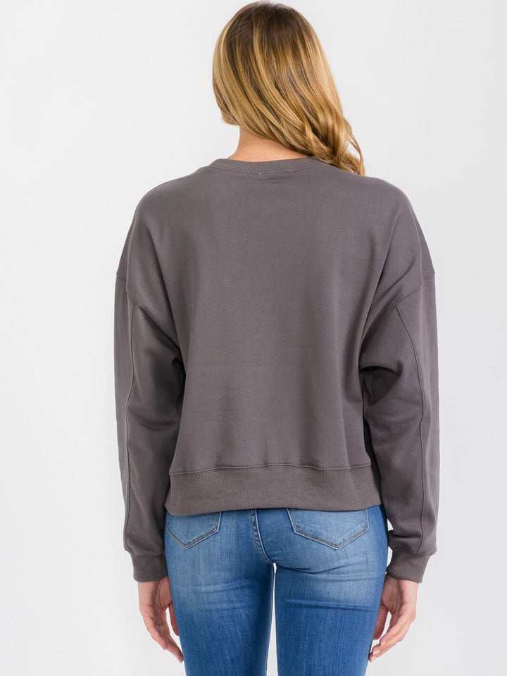 WOMEN'S LONG SLEEVE GRAPGIC PULLOVER SWEATER