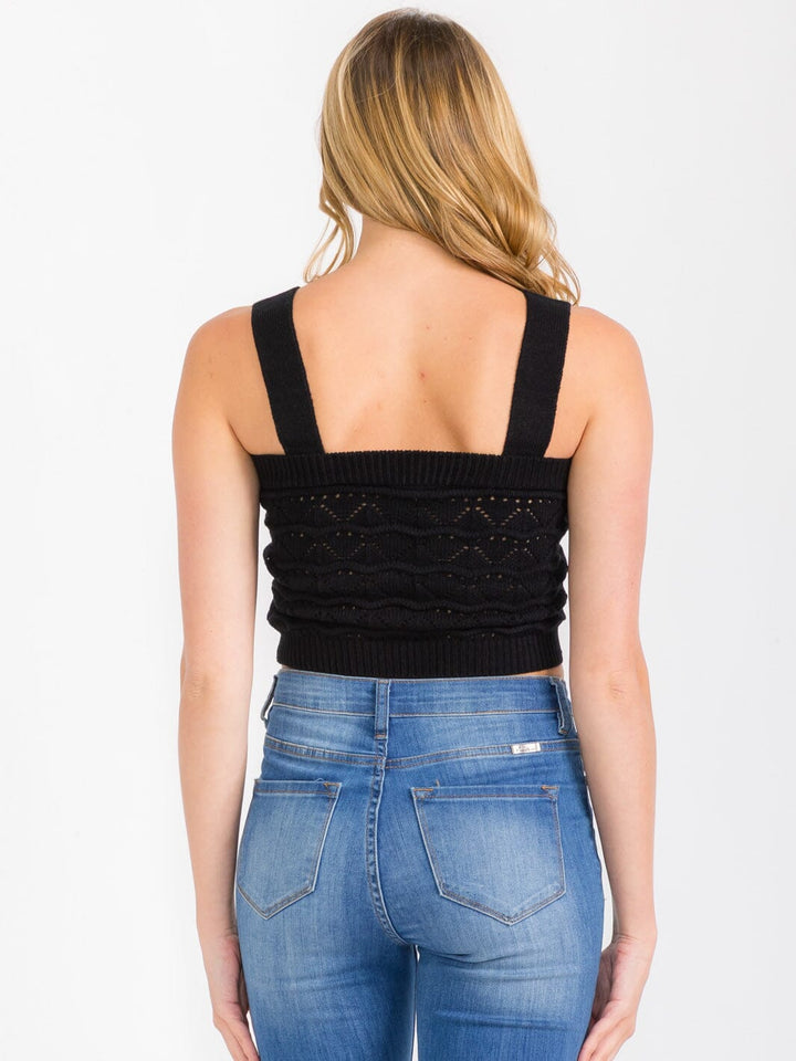 WOMEN'S SLEEVELESS KNIT CROP TANK TOP