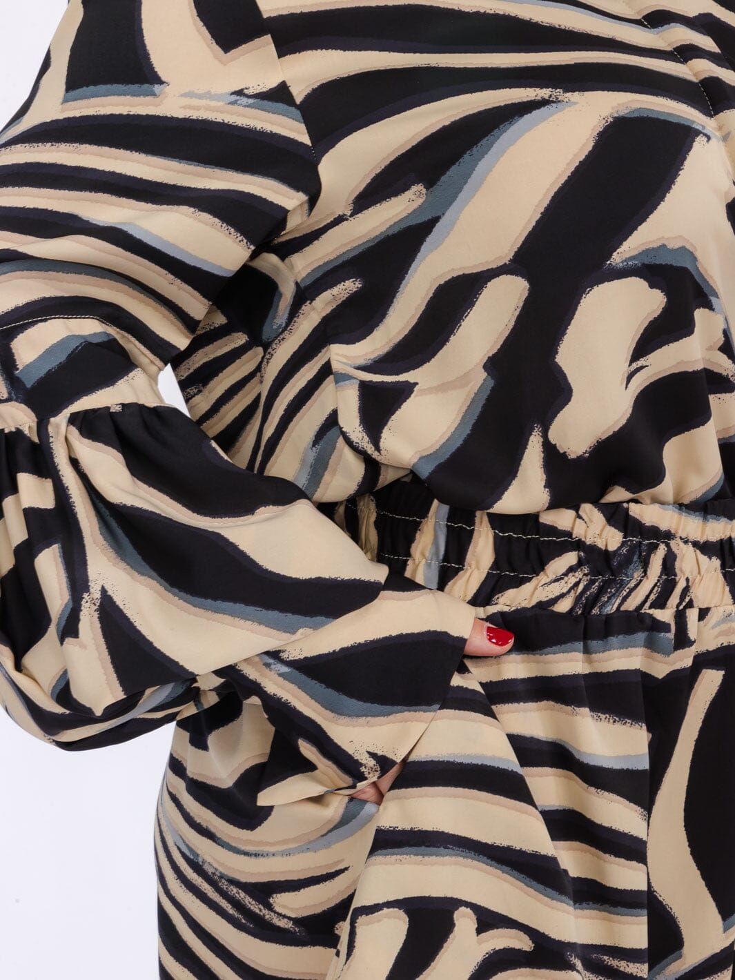 PLUS SIZE LONG SLEEVE BUTTON UP FRONT POCKETS PRINTED ROMPER