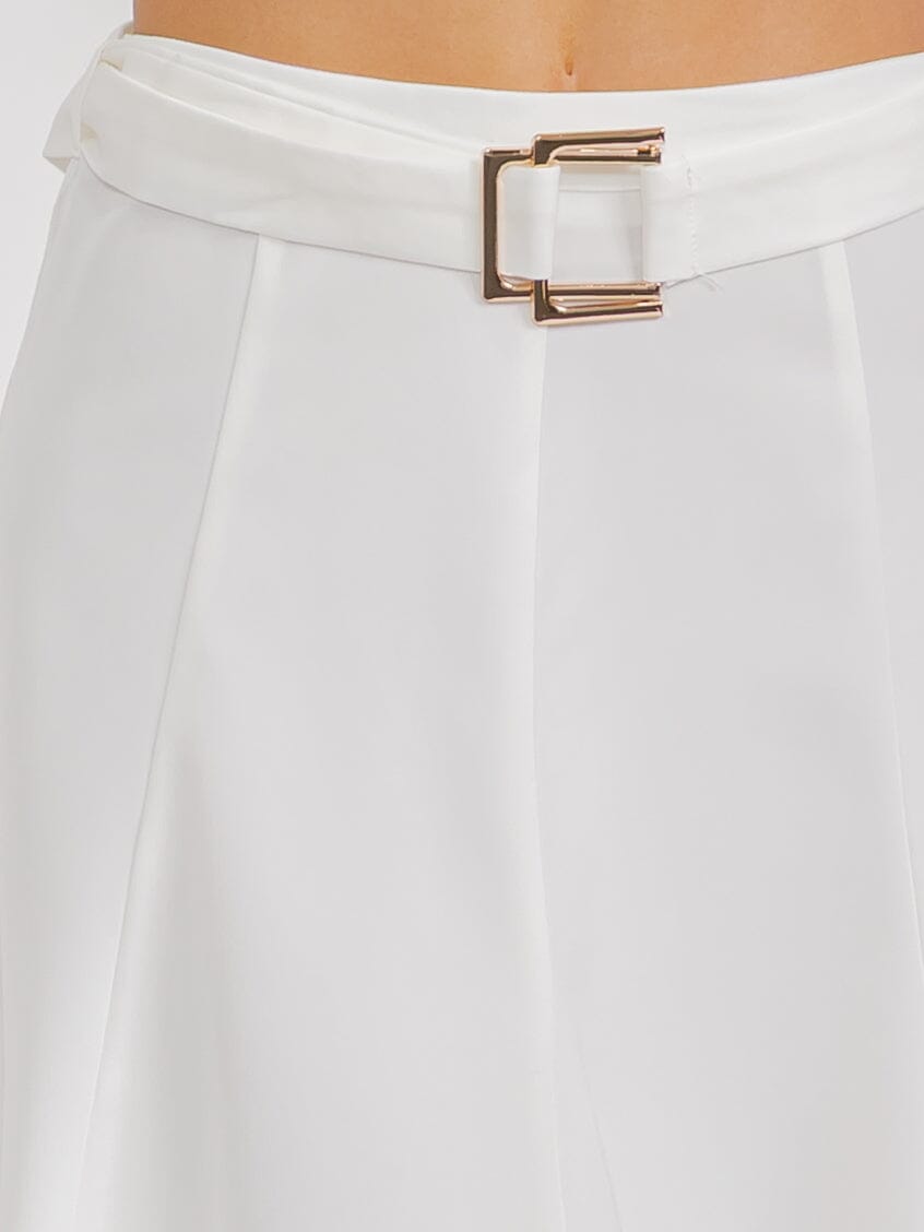 WOMEN'S ZIP UP FIT & FLARE BELTED MINI SKIRT